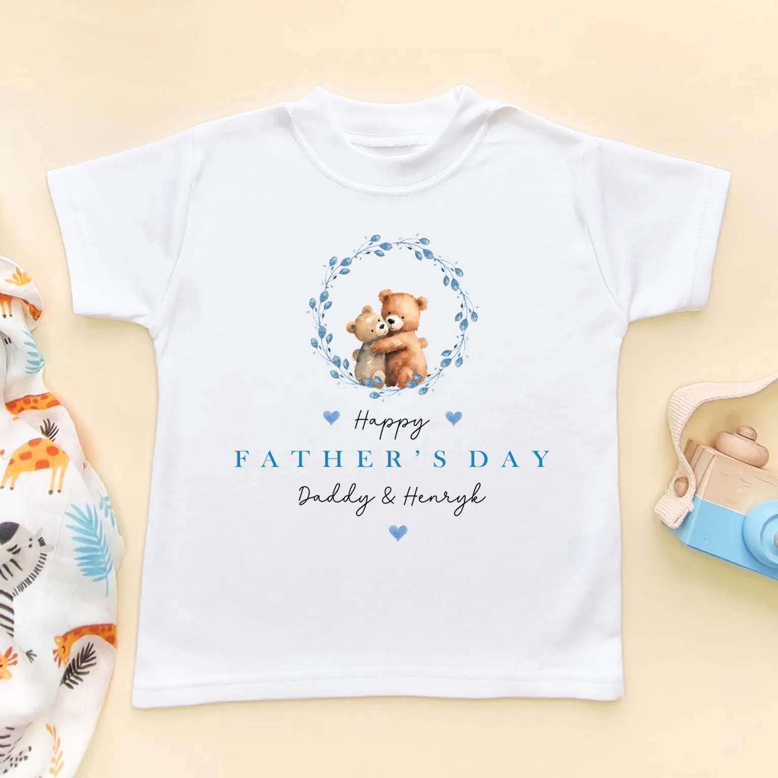 Father's Day Bears Boy Wreath Personalised Toddler & Kids T Shirt