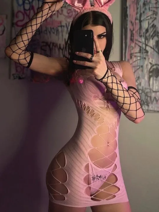 Fishnet jumpsuit (tearable)  KF705756