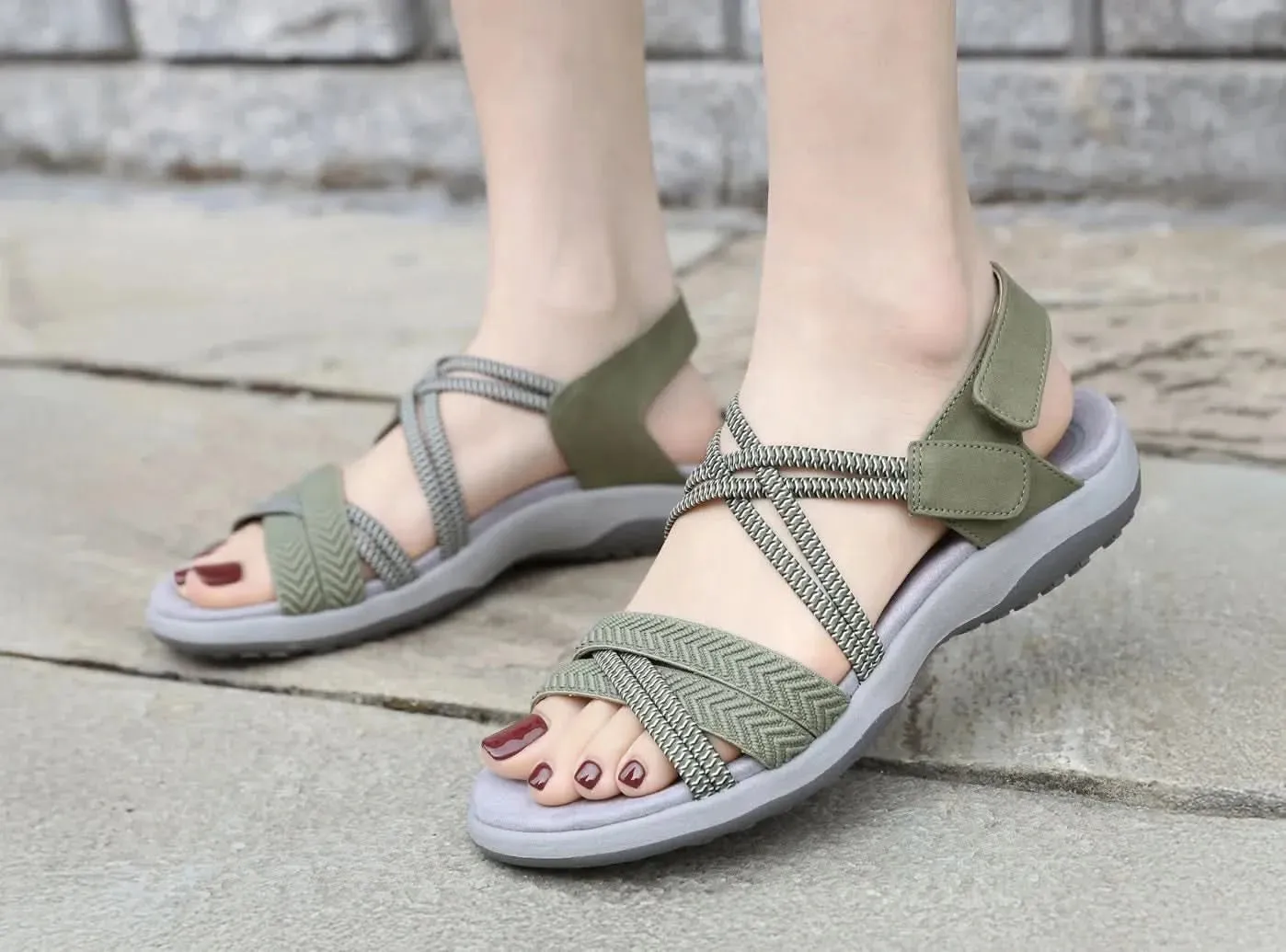 FitVille Women's Criss Cross Strap Sandals