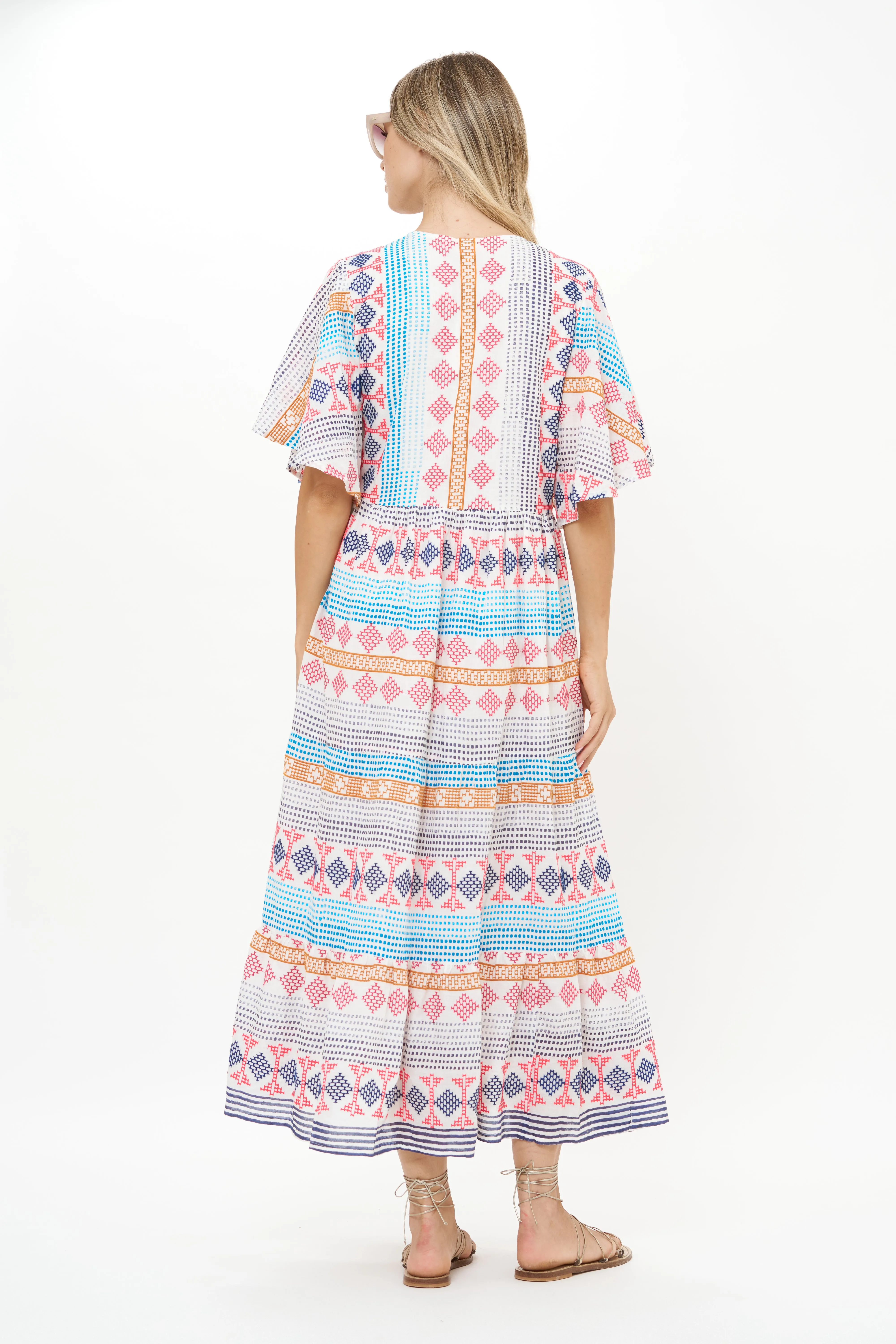 Flirty V-Neck Maxi- Casablanca Multi