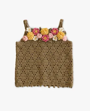 Flowers Top | olive green | In Stock (4-5y)