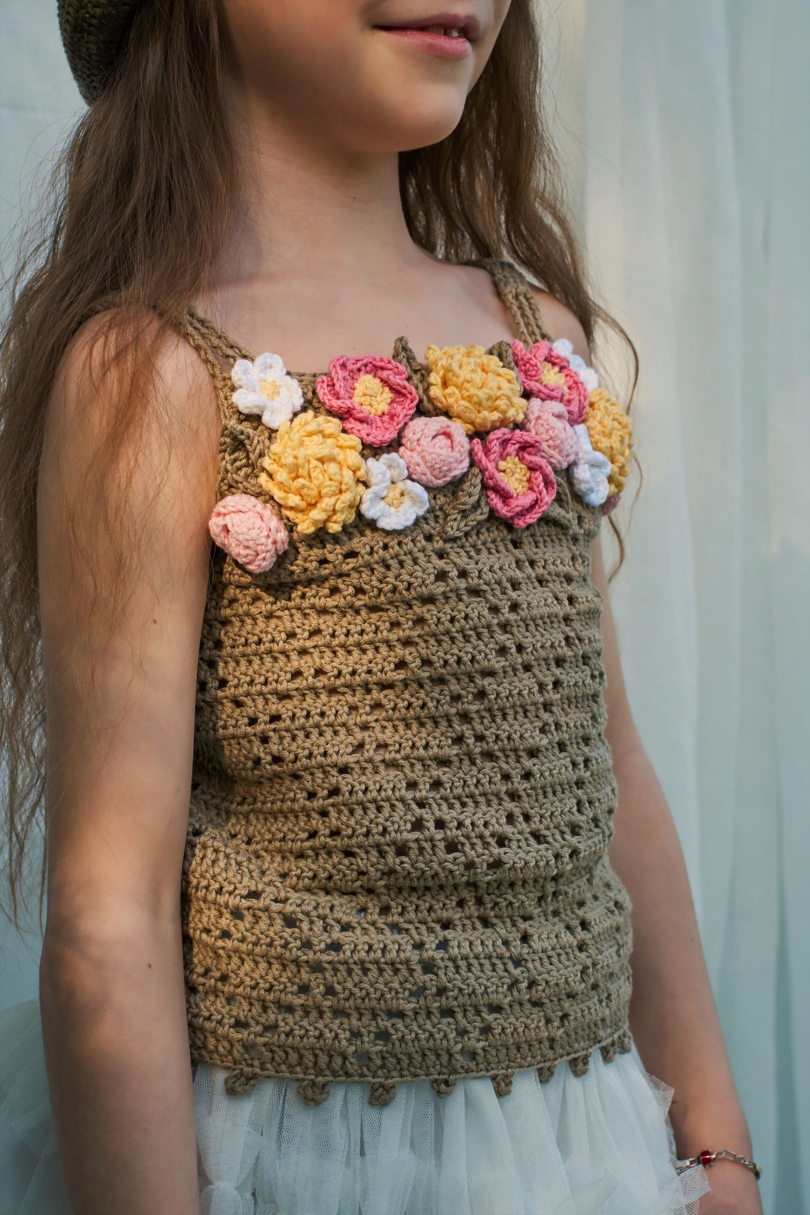 Flowers Top | olive green | In Stock (4-5y)