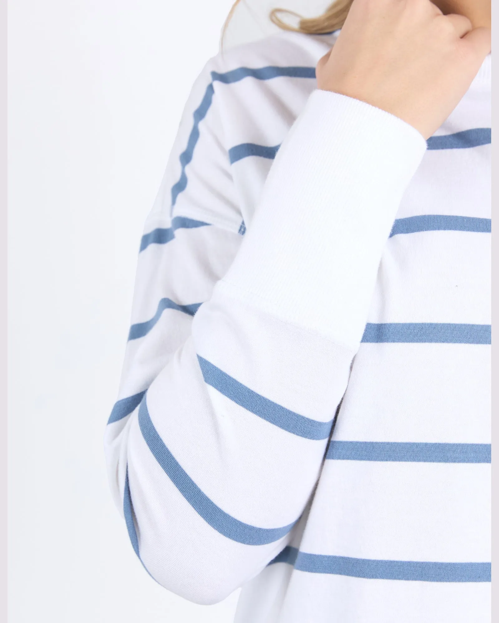 Foxwood Farrah Stripe Long Sleeve - White/Cornet Blue
