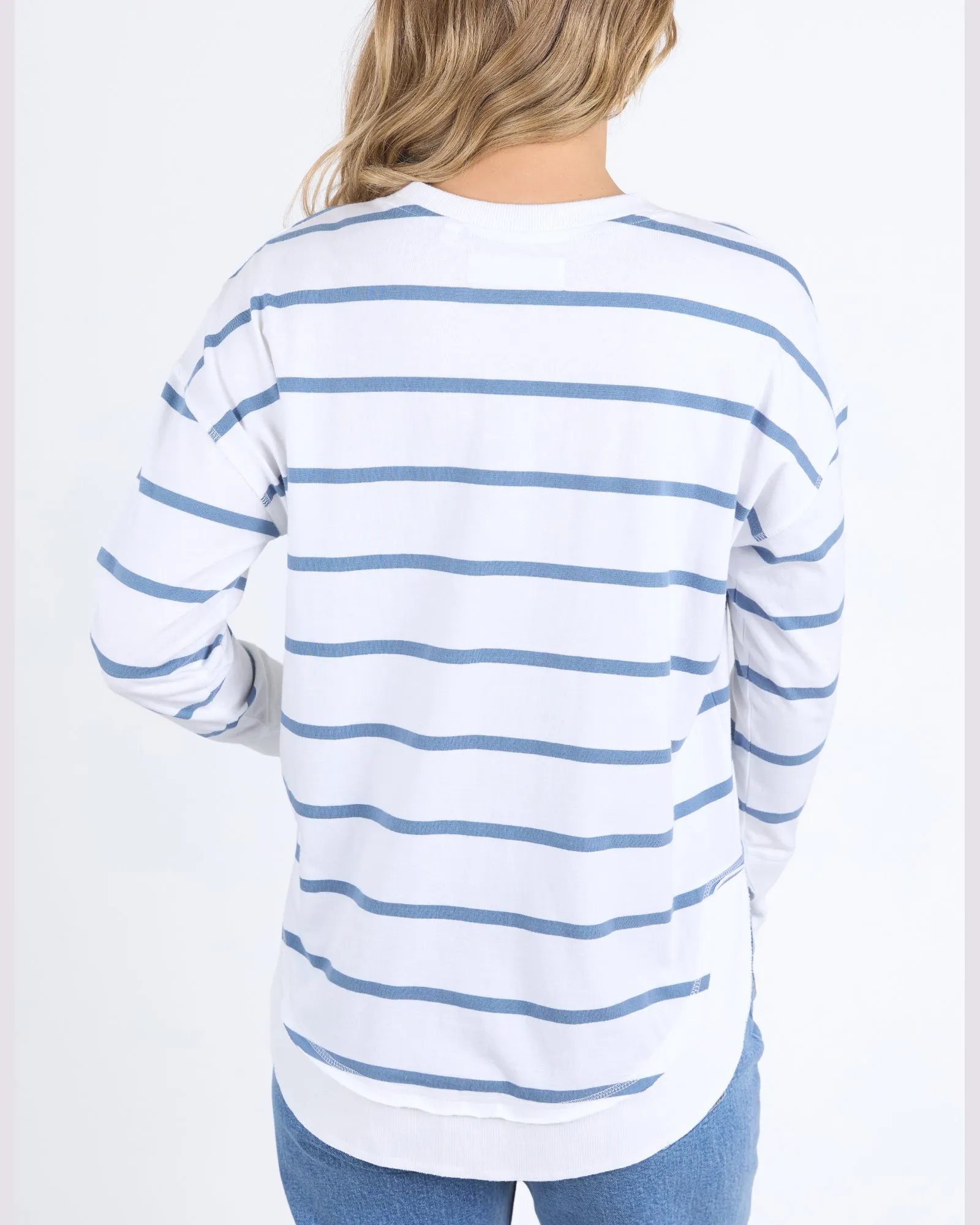 Foxwood Farrah Stripe Long Sleeve - White/Cornet Blue