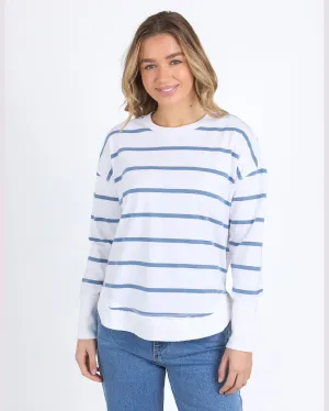 Foxwood Farrah Stripe Long Sleeve - White/Cornet Blue