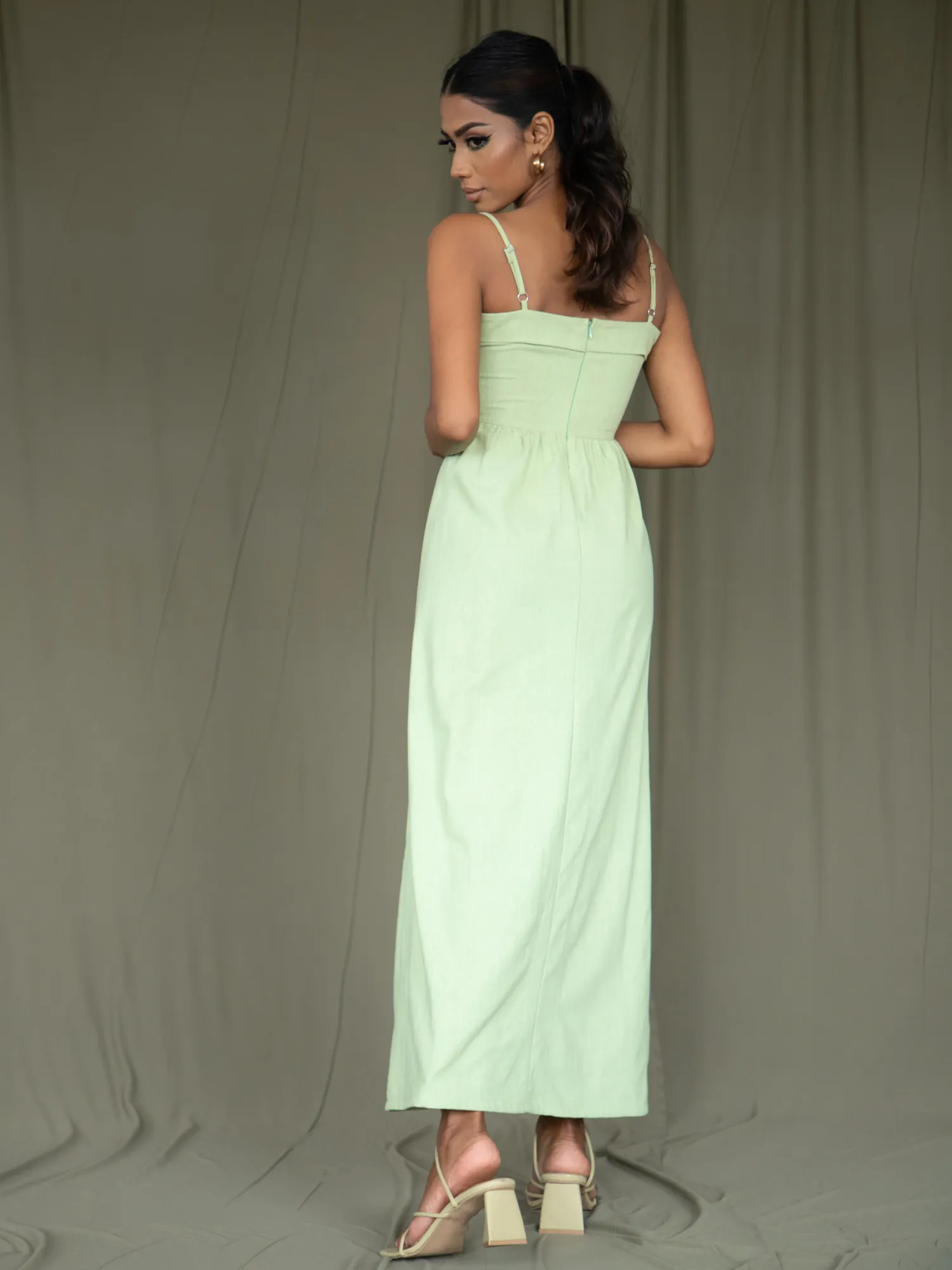 Front Gathered Detail Maxi Dress