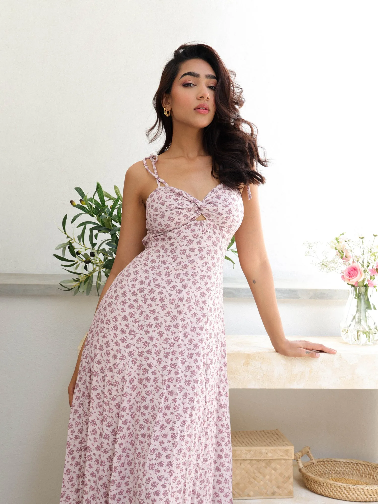 Front Twisted Midi Dress