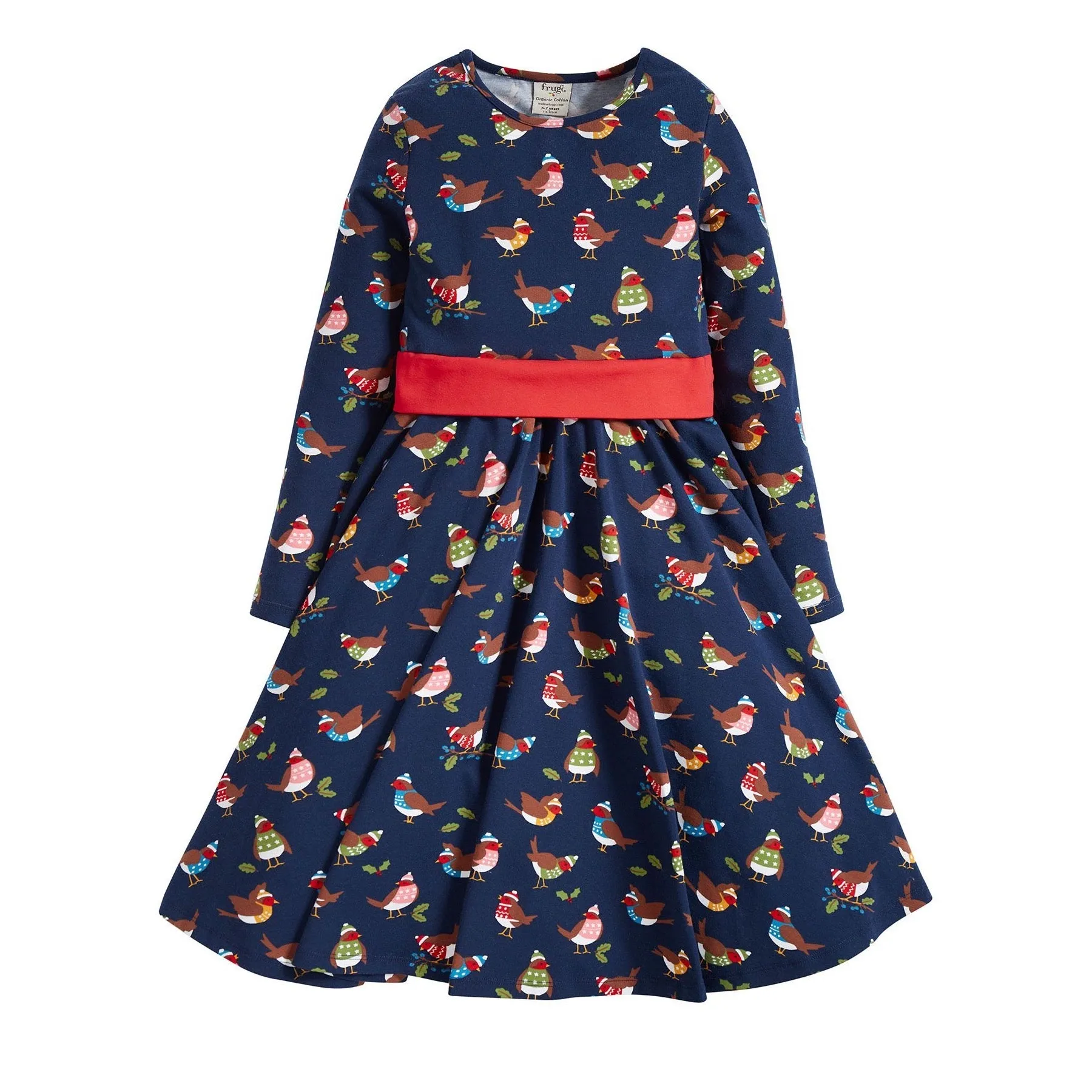 Frugi Party Skater Dress Indigo Robins Dra119