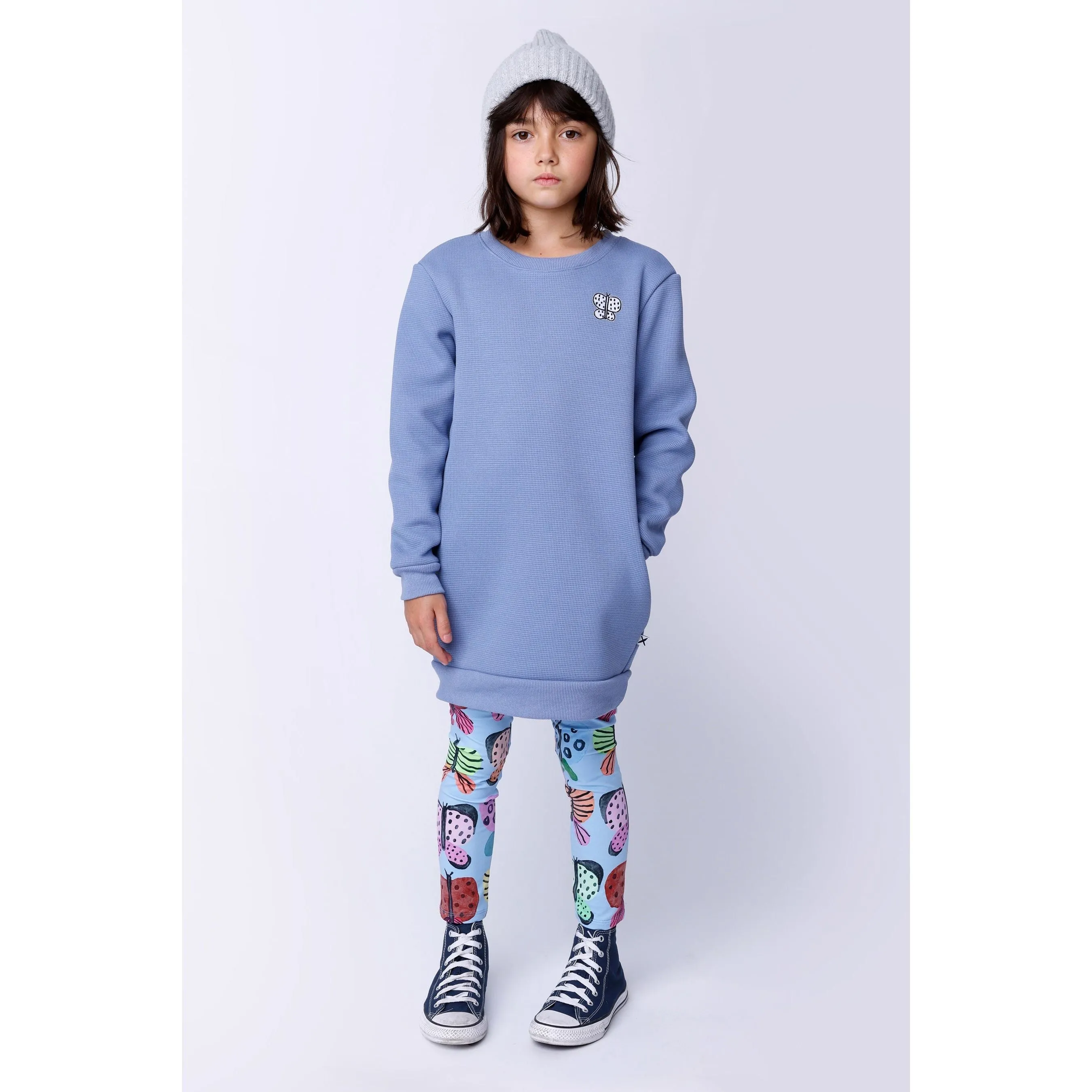 Furry Waffle Dress - Cornflower
