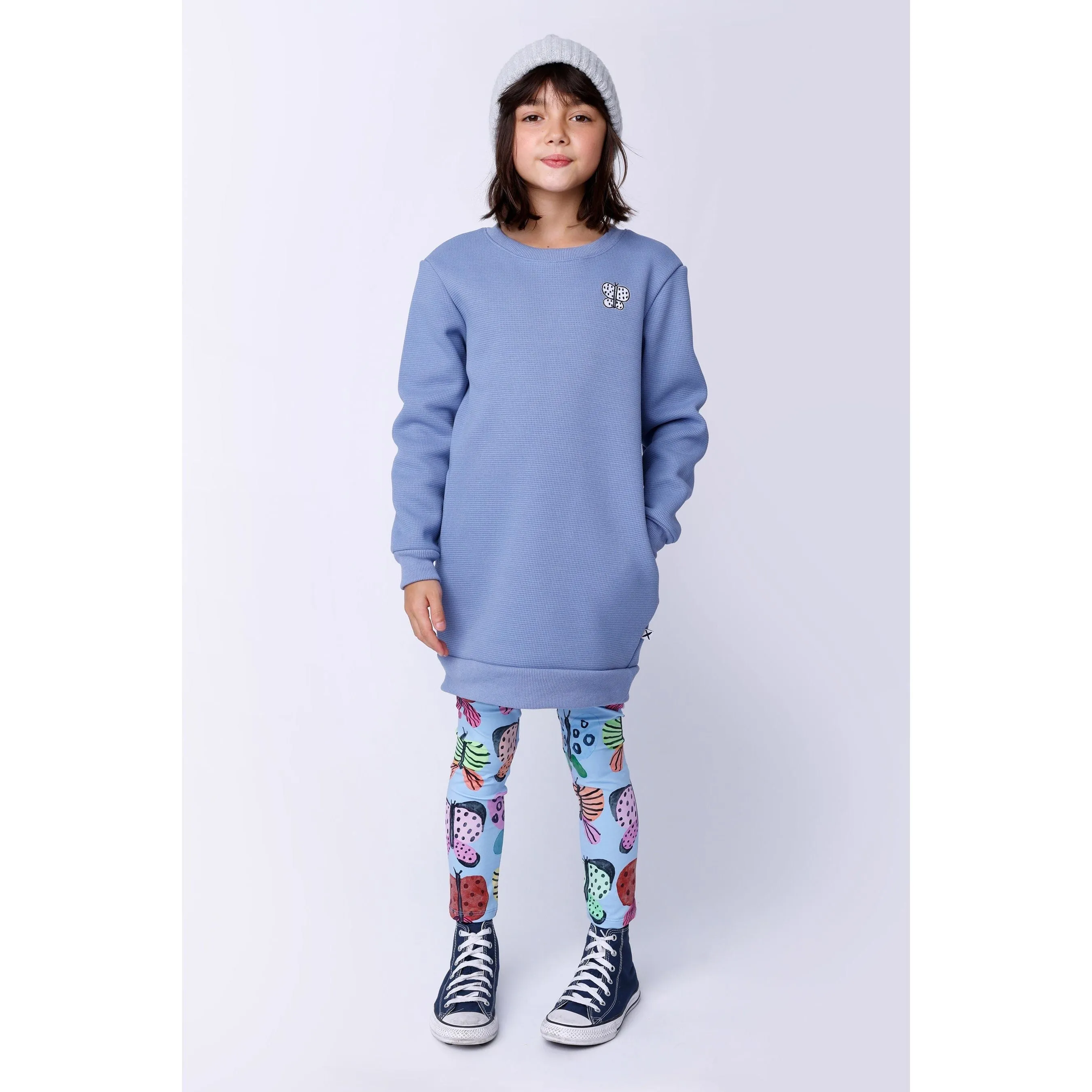 Furry Waffle Dress - Cornflower