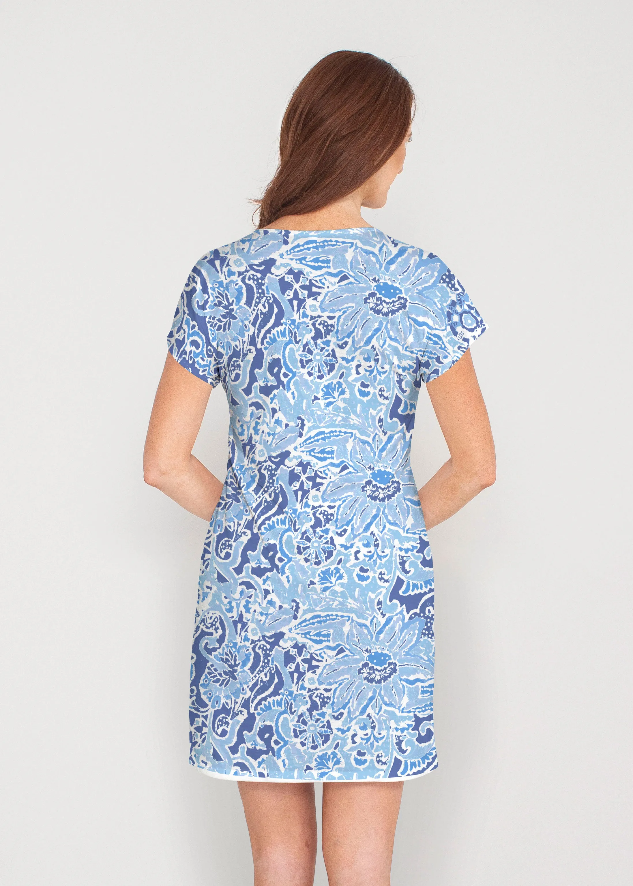 Fusion Blue (2895) ~ French Terry Short Sleeve Crew Dress