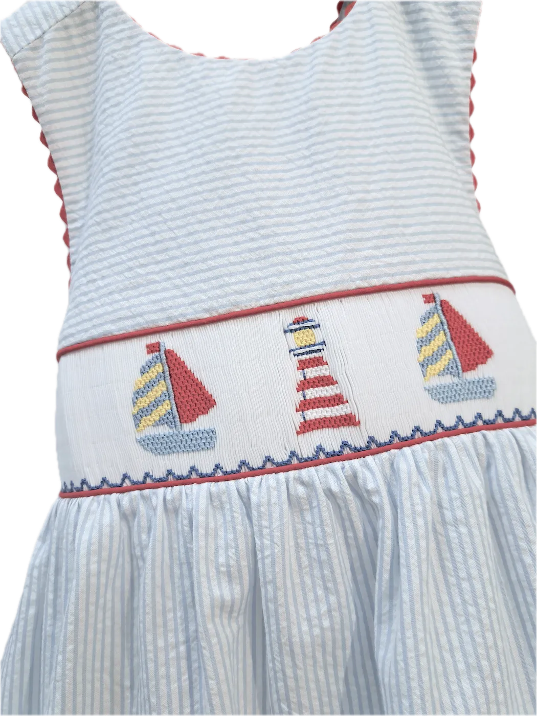 Girl's Hand Smocked Sailboat Dress