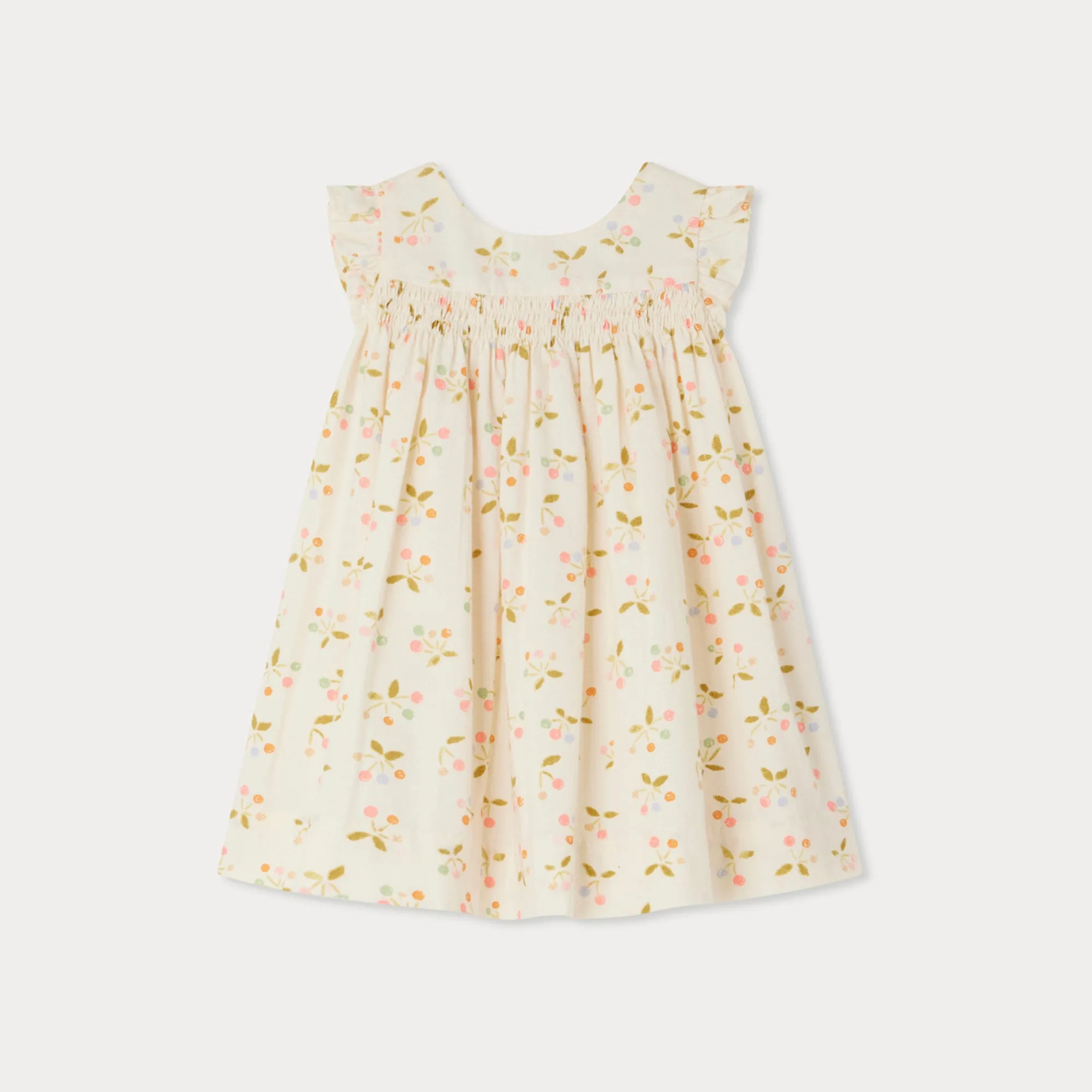 Girls Light Yellow Floral Cotton Skirt