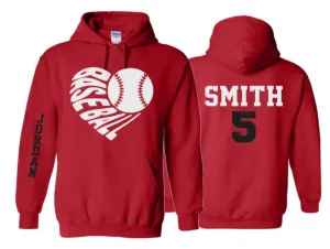 Glitter Baseball Hoodie | Customize with your Team & Colors | Adult or Youth Sizes