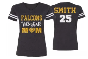 Glitter Volleyball Mom Shirt | Volleyball Shirts | Volleyball Mom Shirts | Cute Volleyball Tee | Vneck Short Sleeve Shirt | Customize