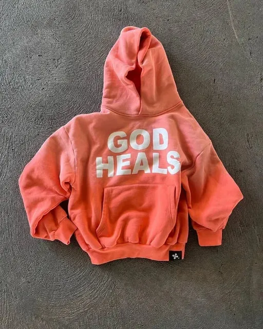 God Heals Printed Hoodies for Women - Vintage Fashion Hip Hop Streetwear Casual Loose Sweatshirt Hoodie Tops