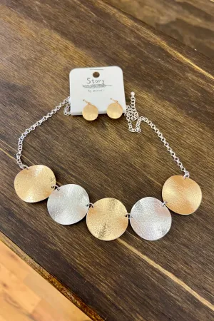 Gold and Silver Circle Necklace Set