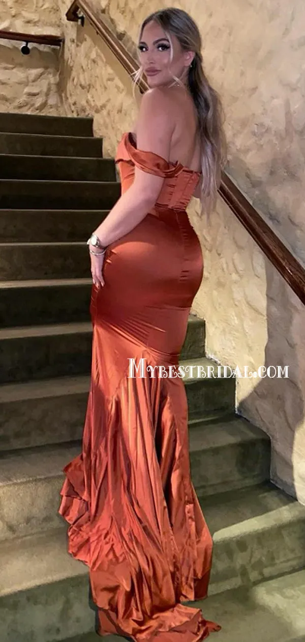 Gorgeous Sleeveless Off-shoulder Mermaid Long Prom Dresses, BG0242