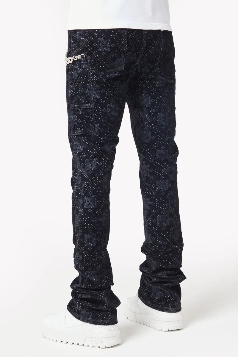 GUAPI ALL BLACK MONOGRAM VELOUR DENIM