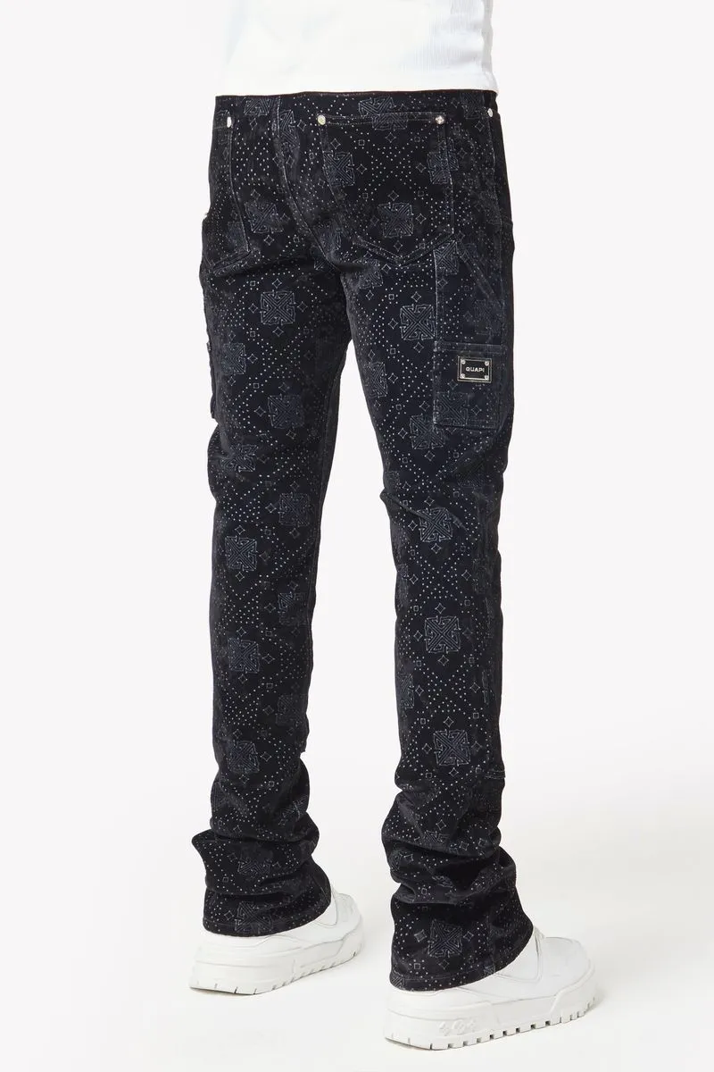 GUAPI ALL BLACK MONOGRAM VELOUR DENIM