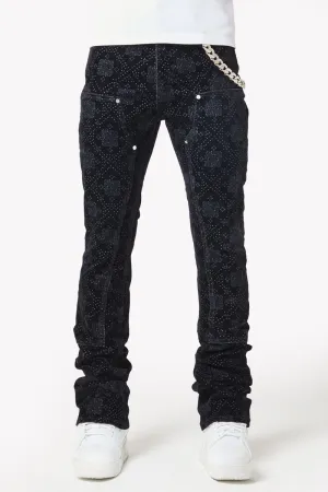 GUAPI ALL BLACK MONOGRAM VELOUR DENIM