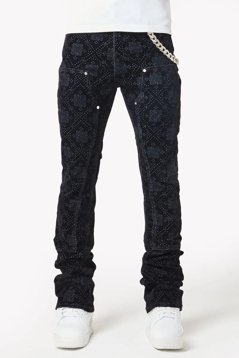 GUAPI ALL BLACK MONOGRAM VELOUR DENIM