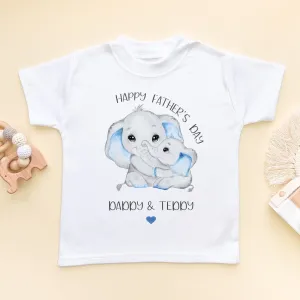 Happy Father's Day Cute Elephants Personalised Toddler & Kids T Shirt