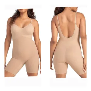 Honeylove Low-Back Allover Smoothing Compression Shapewear Bodysuit Sand 1X