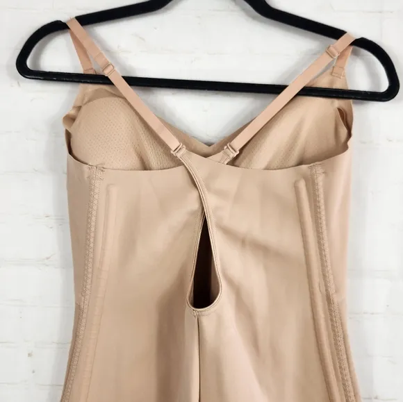 Honeylove Low-Back Allover Smoothing Compression Shapewear Bodysuit Sand 1X
