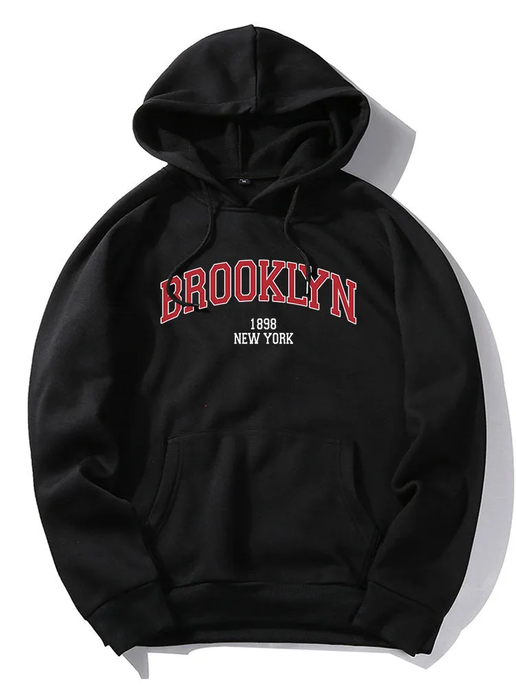 Hoodies grafik huruf Brooklyn