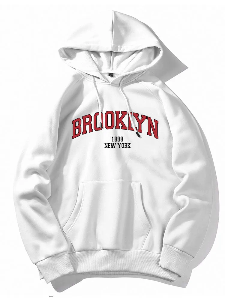 Hoodies grafik huruf Brooklyn