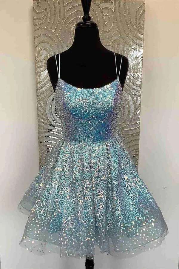Hot Pink Sequins A-line Short Homecoming Dresses, Graduation Dresses, MH621
