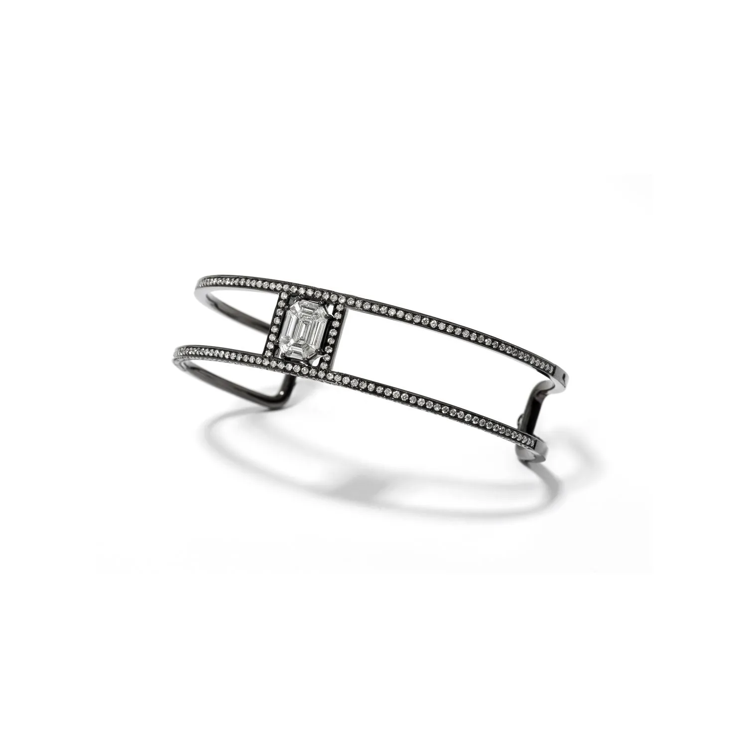 Illusion Microset Diamond Double Cuff with Chain