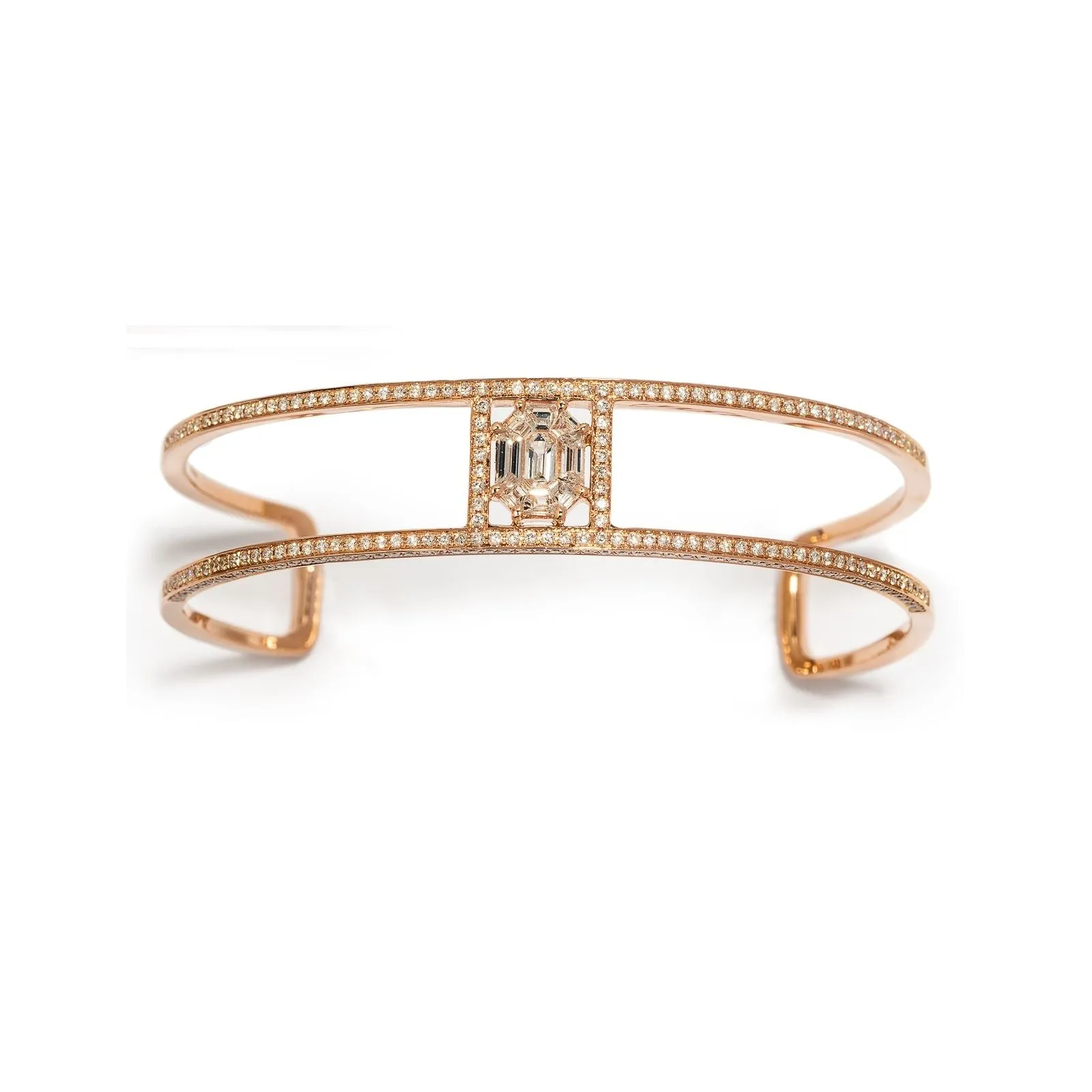 Illusion Microset Diamond Double Cuff with Chain
