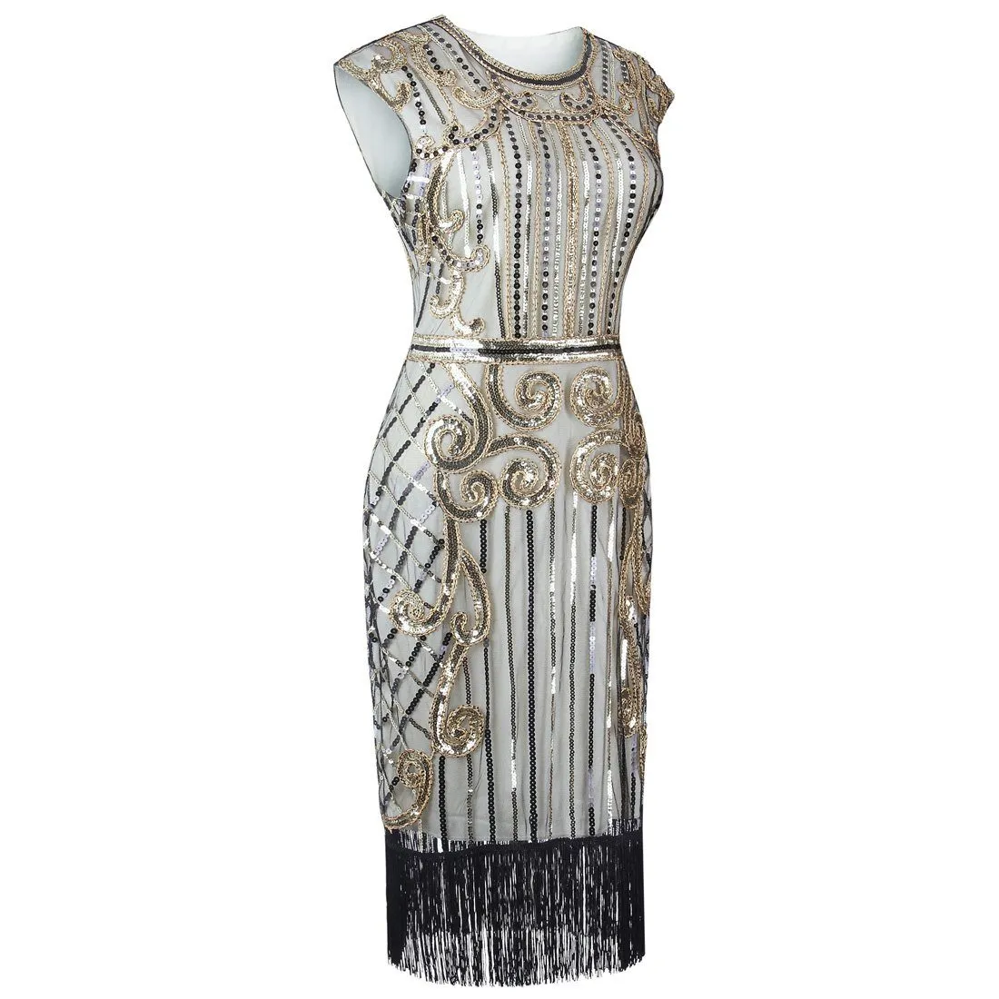 Ivory Gold 1920s Flapper Dress Great Gatsby Theme Party |JaosWish