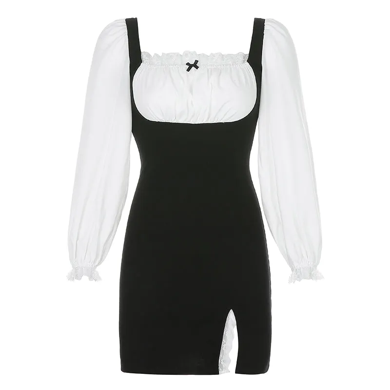 Japanese black and white dress YC23951