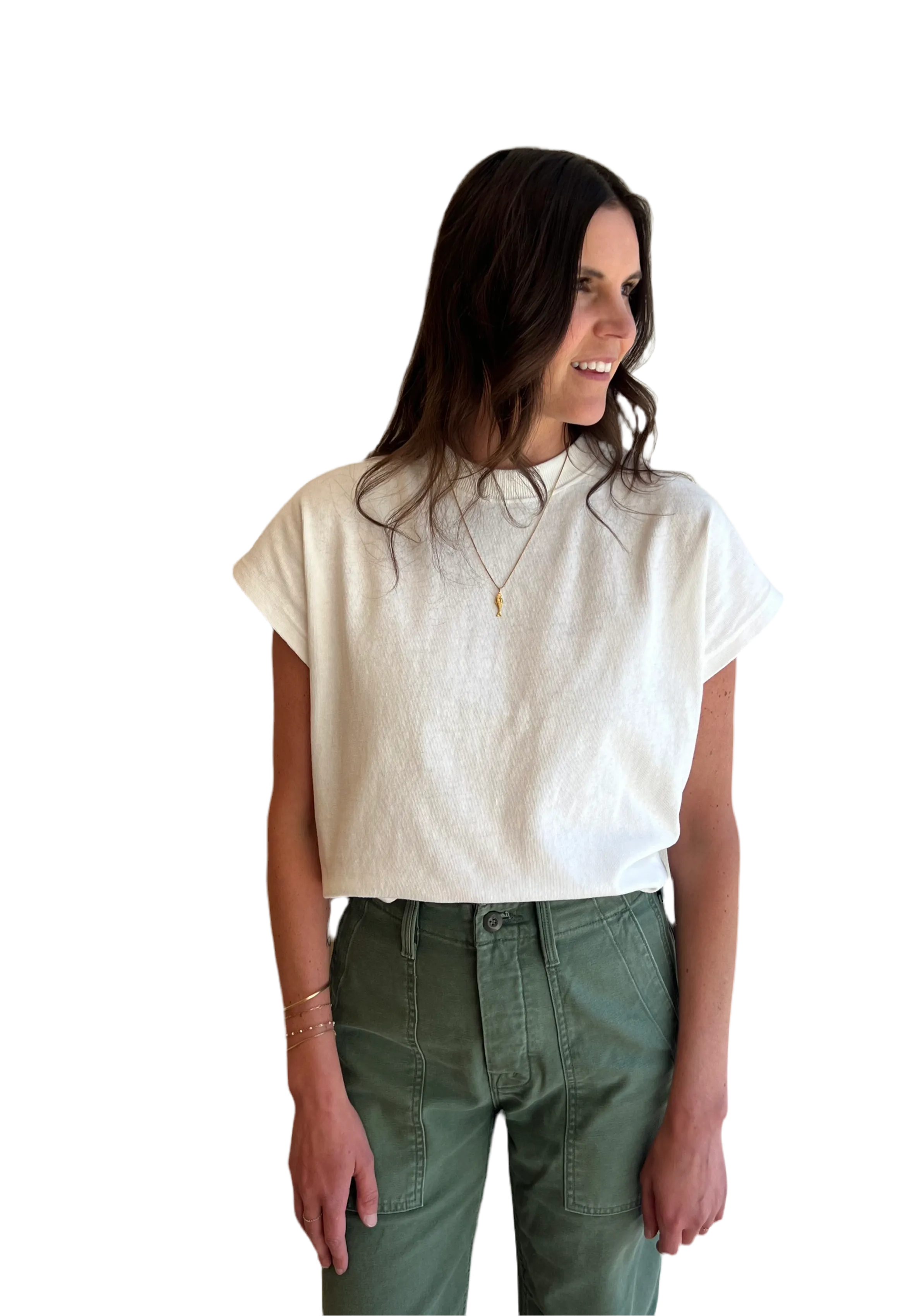 Jeanne Tee in white