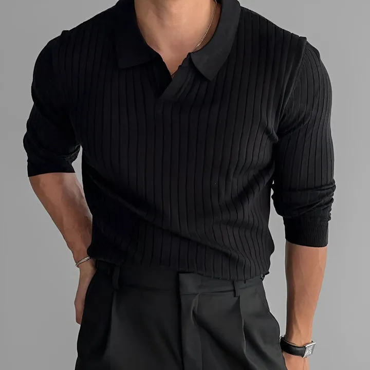 Jerald - slim-fit polo shirt with long sleeves