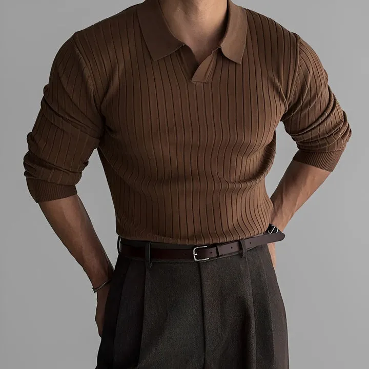 Jerald - slim-fit polo shirt with long sleeves