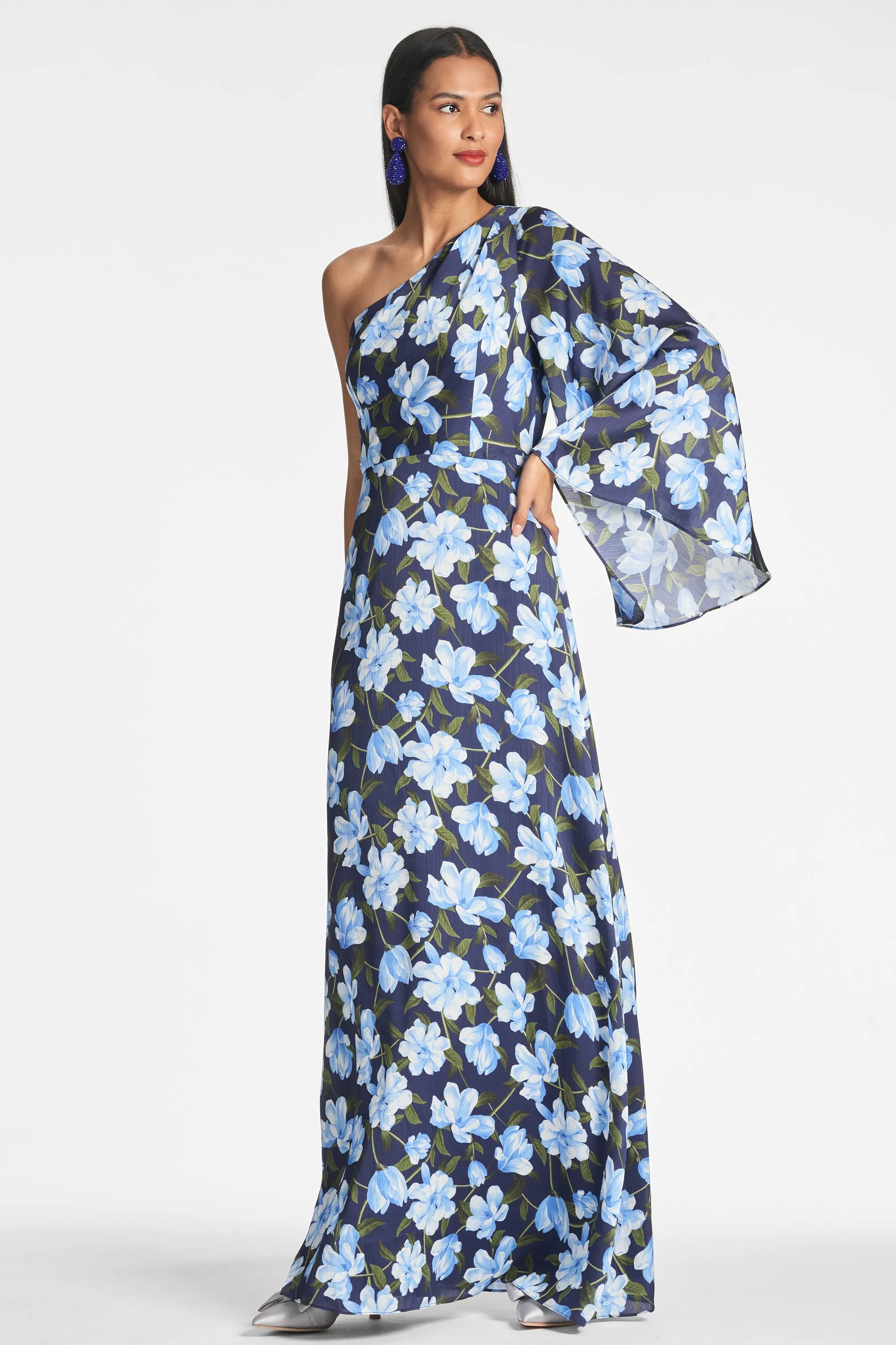 Keely Gown - Ocean Blue Magnolia - Final Sale