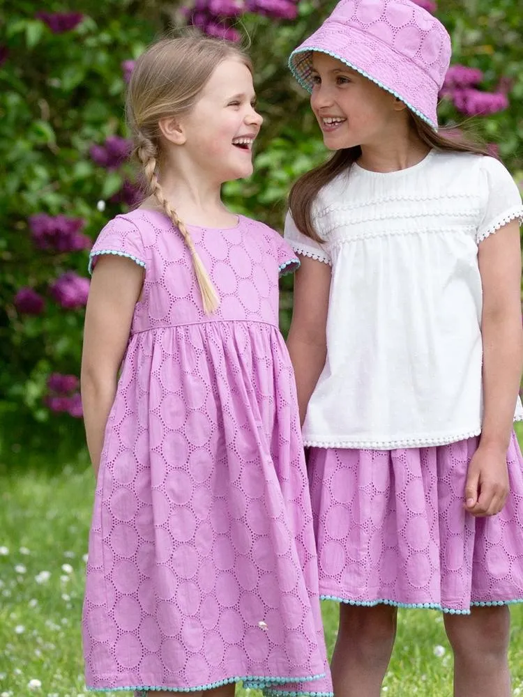 KITE Organic - Girls Violet Broderie Anglaise Dress - 3 to 5 Years