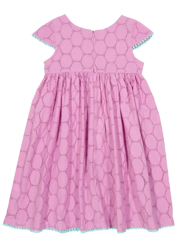 KITE Organic - Girls Violet Broderie Anglaise Dress - 3 to 5 Years