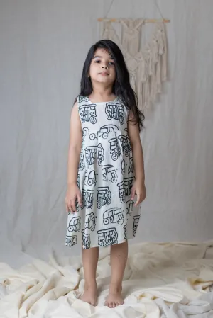Klingaru Frock - Handblock Offwhite Auto