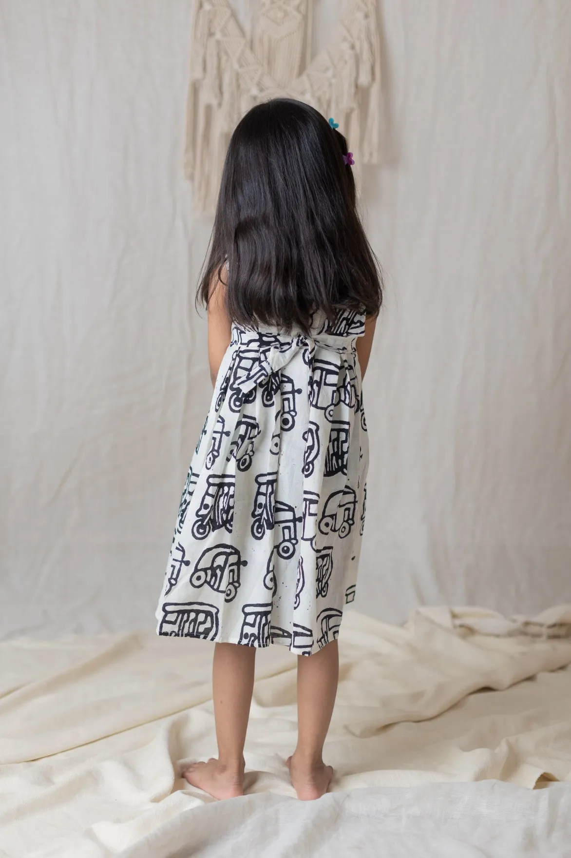 Klingaru Frock - Handblock Offwhite Auto