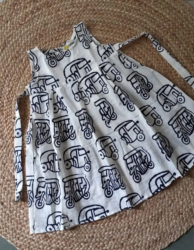 Klingaru Frock - Handblock Offwhite Auto