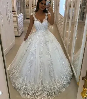 lace wedding dresses 2020 applique sweetheart neck elegant puffy vintage wedding gown 2021 robe de mariage