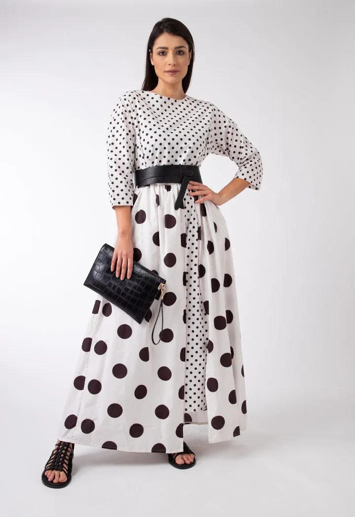 Laced Overlay Polka Skirt Dress