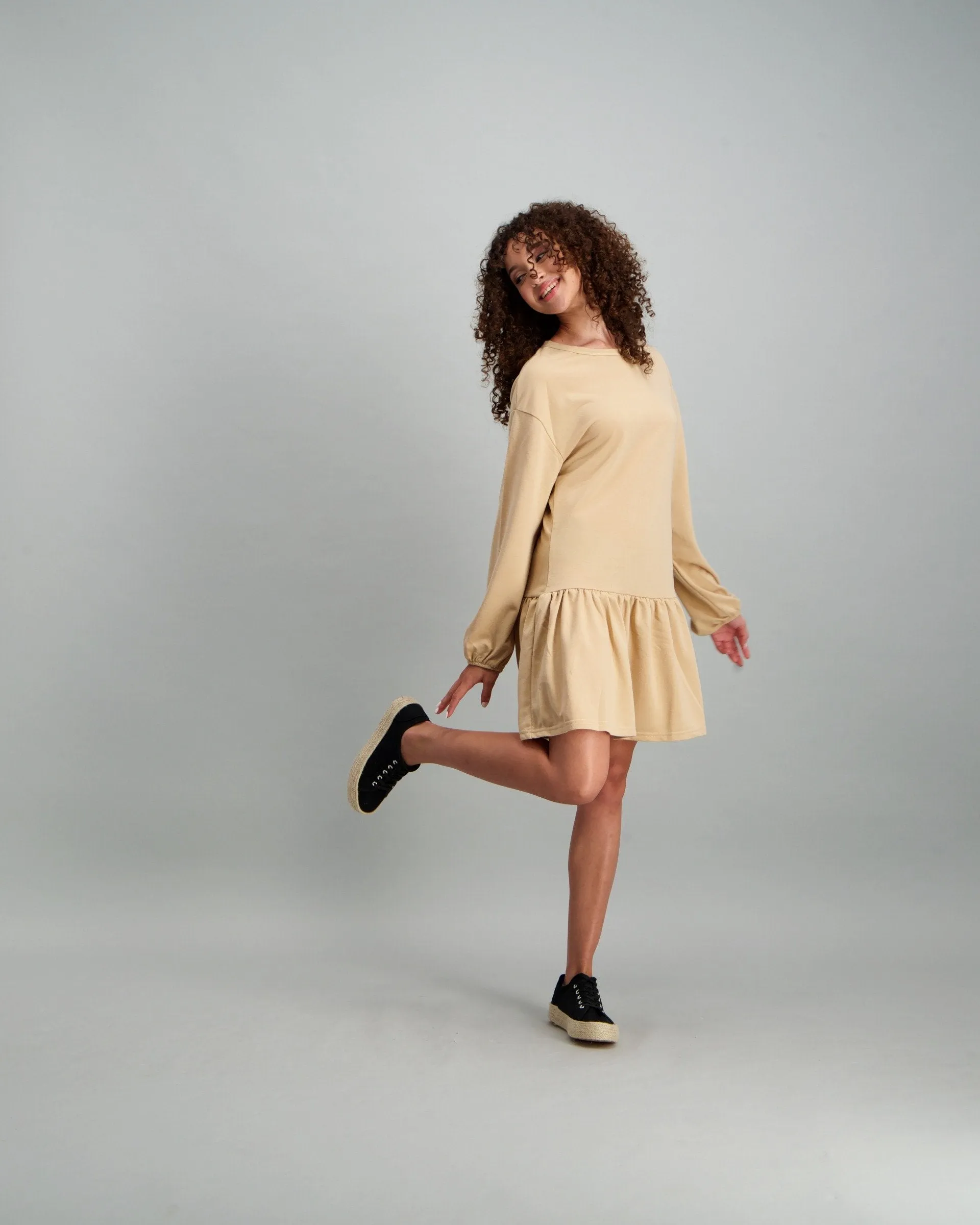 Ladies Fleece Dress - Beige