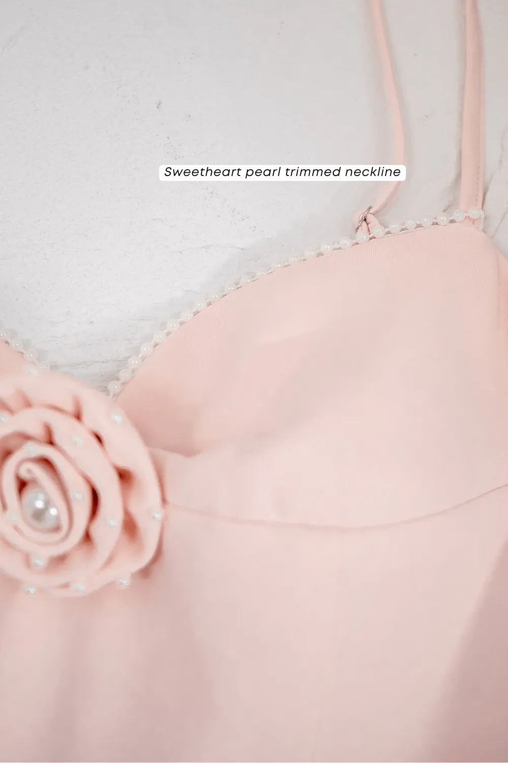 LAURELL EXQUISITE PEARL MAXI DRESS IN LIGHT PINK