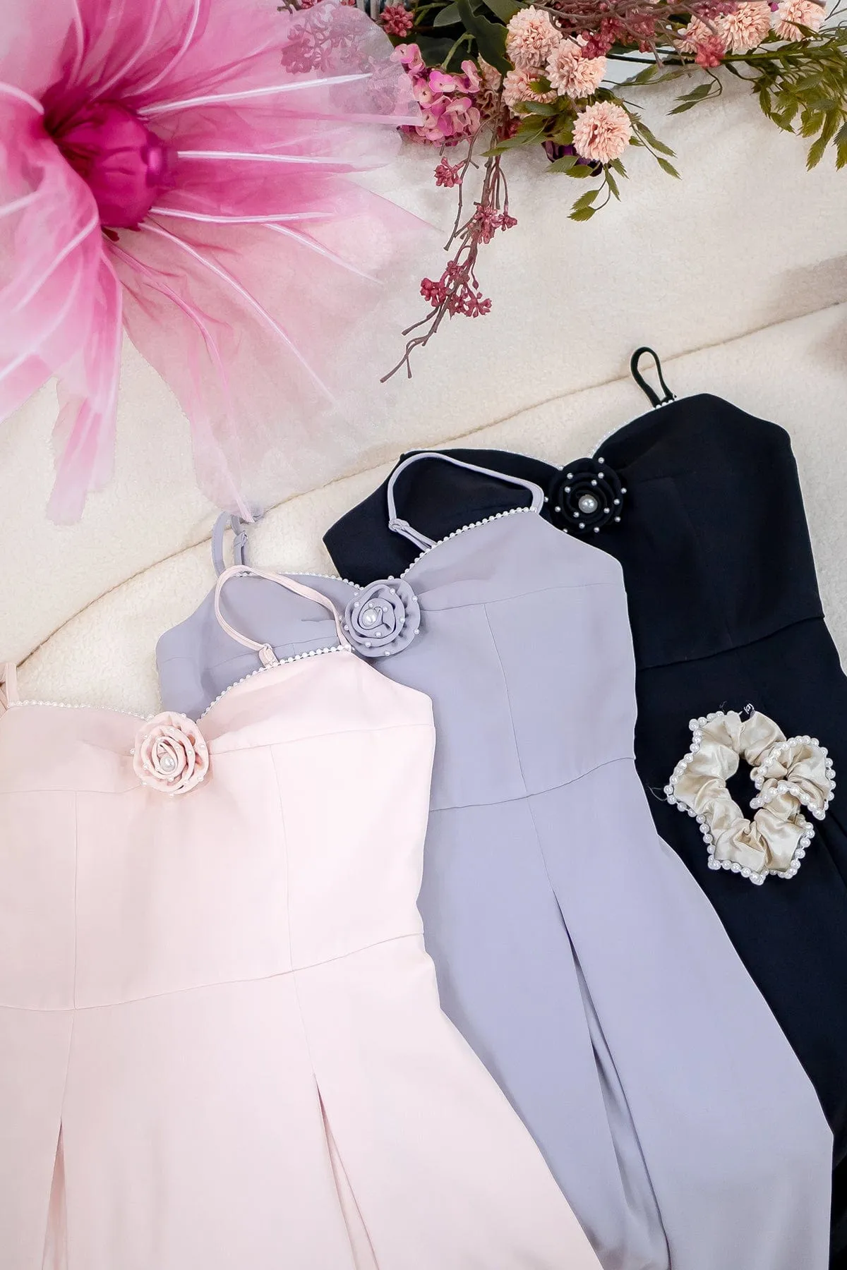 LAURELL EXQUISITE PEARL MAXI DRESS IN LIGHT PINK